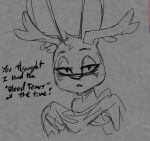  2024 2_horns angel_hare anthro antlers bust_portrait demon dialogue english_text eyebrows female half-closed_eyes head_tuft horn jackalope lagomorph leporid looking_at_viewer mammal narrowed_eyes open_mouth portrait rabbit simple_background sketch solo soulcentinel text tuft 