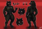 absurd_res anthro black_body black_hair canid canine canis expressions hair hi_res male mammal model_sheet muscular muscular_male red_eyes solo tail tongue tongue_out wolf zak_hitsuji