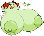  areola big_breasts black_eyes blush boo_(mario) bow_ribbon breasts english_text exclamation_point female ghost green_areola green_body green_nipples half-closed_eyes huge_breasts hyper hyper_breasts jjjetter lady_bow low_res mario_bros narrowed_eyes nintendo nipples not_furry open_mouth paper_mario solo spirit text 