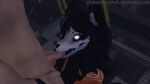 3d_(artwork) anthro black_body black_fur black_hair black_sclera black_tongue bone canid canine clothed_female clothing digital_media_(artwork) duo female fur genitals glowing glowing_eyes hair hallway hand_on_hand hand_on_hip hi_res human human_on_anthro humanoid_genitalia humanoid_penis imminent_oral inner_ear_fluff interspecies jumpsuit long_hair looking_at_another looking_at_partner male male/female mammal nude_male oral oral_penetration penetration penis preview scp-1471 scp-1471-a_(da.nilkaz) scp_foundation sex skull skull_head source_filmmaker tongue tuft turborenegade white_eyes