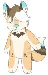 2015 aliasing alpha_channel ambiguous_gender anthro blue_eyes blue_markings blue_nose brown_markings canid canine chibi digital_drawing_(artwork) digital_media_(artwork) featureless_crotch flat_colors full-length_portrait fur hair hair_over_eye handpaw hindpaw low_res mammal markings nude one_eye_obstructed paws plantigrade portrait sebdoggo simple_background solo standing star_(marking) tan_body tan_fur transparent_background