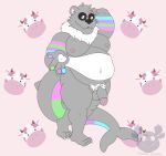 anthro balls bear belly claws fish flaccid fur genitals grey_body grey_fur hi_res hybrid male mammal marine moobs nipples nude overweight overweight_male pawpads paws penis pondart_studios shark smile solo tail