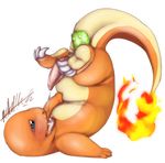  alpha_channel anal anal_insertion anal_masturbation anal_penetration blue_eyes blush charmander cum cum_in_mouth cum_inside cumshot dildo fire half-closed_eyes hands-free insertion male masturbation nintendo nude orange_body orgasm penetration penis plain_background pok&#233;mon pokemon sex_toy solo tapering_penis tartii transparent_background vibrator video_games 