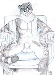  animal_genitalia balls cheetah feline male mammal pencil_(disambiguation) scarf sheath sitting smile solo teeth 