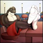  5_toes anthro beach biceps big_feet black_skin cetacean clothed clothing feet foot_focus humanoid_feet jwolfsky male mammal marine muscular orca pecs pose seaside shorts soles solo toes topless whale white_skin 