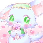  &lt;3 &lt;3_eyes blush bow canine dog female feral fur green_eyes jewelpet mammal milky_(jewelpet) ribbons sanrio simple_background solo text ふゆぐみ 