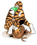  anthro belly brown_hair butt digitigrade feline female flora_(twokinds) fur hair hindpaw invalid_tag keidran looking_at_viewer looking_through mammal multicolored_fur naughty_face one_eye_closed orange_fur paws simple_background smile solo spread_legs spreading striped_fur stripes tiger tom_fischbach twokinds upside_down webcomic white_background white_belly white_fur wink 