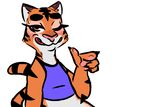  2017 anthro blush clothed clothing disney fan_character feline female flat_chested inkyfrog looking_at_viewer mammal one_eye_closed pointing simple_background smile solo stella_(inkyfrog) sweat sweatdrop tiger white_background wink zootopia 