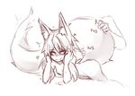 &lt;3 2016 ambiguous_gender animal_humanoid bent_over big_tail blush breasts butt canine drooling duo female fluffy fox fox_humanoid hair huge_tail humanoid inner_ear_fluff looking_pleasured mammal monochrome nipples nude rubbing saliva short_hair simple_background sketch slit_pupils small_breasts sub-res suzu_(sub-res) touch_fluffy_tail white_background 