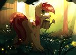  2017 anus day detailed_background equine female feral friendship_is_magic grass green_eyes hair hioshiru hooves mammal my_little_pony outside pussy red_hair rose_(mlp) solo standing 
