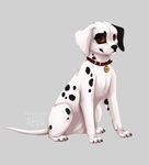  2016 ambiguous_gender black_nose brown_eyes canine collar dalmatian dog feral fur mammal paws reysi simple_background solo spots spotted_fur 