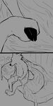  al_(weaver) anthro bed bedding blanket canine cervine clothed clothing comic cup deer disney duo fur hand_holding hi_res hooves lying mammal monochrome pack_street partially_clothed pillow replytoanons size_difference topless velvet_roe_(weaver) wolf zootopia 
