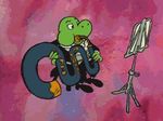  animated lizard male musical_instrument reptile scalie snake tuba tuba_vore tuxedo vore what 
