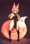  2016 animal_humanoid armpits big_tail blonde_hair breasts canine clothed clothing female footwear fox fox_humanoid fully_clothed hair hi_res huge_tail humanoid inner_ear_fluff japanese_clothing mammal pigtails red_eyes sandals slit_pupils smile solo standing sub-res suzu_(sub-res) thick_thighs wide_hips 