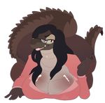  anthro big_breasts blush breasts cleavage clothed clothing crocodile crocodilian eyewear female glasses inviting ittybittyshark looking_at_viewer overweight reptile scalie solo 