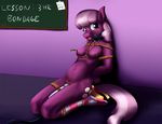  anthro ball_gag bdsm bondage bound chalkboard cheerilee_(mlp) clothes_pin clothing collar cum cutie_mark equine female friendship_is_magic gag hitachi_wand kneeling legwear mammal my_little_pony navel nude rope rope_bondage socks solo striped_legwear striped_socks stripes warskunk_(artist) 