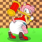  amy_rose clothing crouching diaper female fillyscoots42 hair hammer hedgehog looking_at_viewer mammal solo sonic_(series) tools video_games 