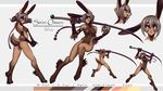  4_toes 5_fingers anthro breasts digitigrade female grey_hair hair holding_object holding_weapon iontoon lagomorph mammal melee_weapon model_sheet nipples pussy rabbit smile solo standing sword toes weapon 