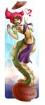  &lt;3 2017 anthro armpits artist-apprentice587 blue_eyes breasts clothing cookie cute_fangs female food hair jar jug looking_at_viewer naga navel non-mammal_breasts open_mouth pigtails red_hair reptile scalie shantae:_half-genie_hero shantae_(series) simple_background snake solo tuki yellow_sclera 