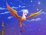  amber_eyes avian beak brown_feathers feathered_wings feathers female feral flying friendship_is_magic gilda_(mlp) gryphon hi_res my_little_pony nude outside paws sarry_sky smile solo spread_wings viwrastupr wings 