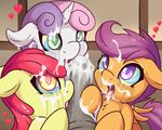  2017 animal_genitalia animal_penis apple_bloom_(mlp) collaborative_fellatio cub cum cum_in_hair cum_on_face cum_on_tongue cutie_mark_crusaders_(mlp) disembodied_penis earth_pony edit equine equine_penis fearingfun feathered_wings feathers fellatio female feral friendship_is_magic group hair hi_res horn horse licking male male/female mammal multicolored_hair my_little_pony open_mouth oral orange_feathers pegasus penis penis_lick pony purple_hair red_hair saliva scootaloo_(mlp) sex sweetie_belle_(mlp) tongue tongue_out two_tone_hair unicorn wings young 