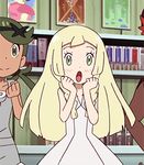  1boy 2girls animated animated_gif blonde_hair blush green_eyes kaki_(pokemon) lillie_(pokemon) mao_(pokemon) multiple_girls pokemon pokemon_sm pokemon_sm_(anime) 