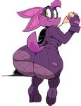  anthro bat batgirl_(vimhomeless) big_butt blush breasts butt cape clothing cute_fangs eating female fishnet food footwear green_eyes high_heels huge_butt looking_back mammal mask pizza shoes sitting solo super_planet_dolan superhero torn_clothing vimhomeless 