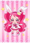  blush chibi cure_whip kirakira_precure_a_la_mode long_hair magical_girl pink_eyes pink_hair smile twintails usa_mimi 