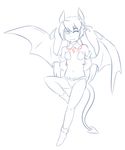  bat_wings breasts clothed clothing demon demon_wings female flat_chested footwear hair hands_behind_back humanoid line_art long_hair looking_at_viewer membranous_wings monster_girl monster_girl_(genre) monster_girl_quest navel not_furry one_eye_closed partially_clothed pigtails pointy_ears race_swap simple_background sketch skimpy small_breasts smile solo spade_tail spread_wings succubus tamano tattoo thundragon video_games white_background wings 
