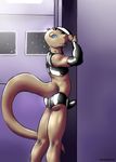  armwear briefs bulge chaoschaocrack clothing lizard male panties reptile rubber saucy scalie science_fiction shiny solo thick_tail underwear 