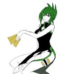  bad_pixiv_id china_dress chinese_clothes dress green_eyes green_hair hair_ornament limited_palette shaman_king short_hair sitting solo tao_jun white_background 