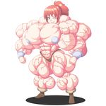  1girl ;) abs barbarian biceps chainmail devmgf extreme_muscles green_eyes muscle muscular_female original pecs red_hair thick_thighs wink 