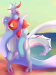 anthro badquinque big_breasts bikini bra breasts clothing dragon female horn huge_breasts nipple_bulge outside slightly_chubby solo standing swimsuit thick_thighs underwear wide_hips 
