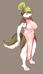  anthro badquinque breasts canine female mammal nipple_bulge simple_background solo standing wide_hips 