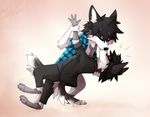  black_hair black_nose canine digitigrade dog duo eyes_closed hair kissing male mammal reysi simple_background standing 