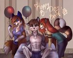  abs anthro balloon canine clothed clothing felicia_cat feline female fur group hair male mammal open_mouth sitting standing 
