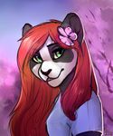  anthro bear clothed clothing felicia_cat female hair long_hair looking_at_viewer mammal panda sketch smile solo tree 
