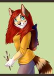  anthro backpack clothed clothing felicia_cat feline female looking_at_viewer mammal paintbrush smile solo standing 