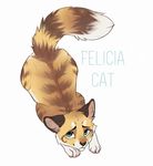  ambiguous_gender english_text felicia_cat feline feral fur looking_at_viewer mammal smile solo text 