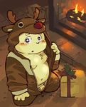  anthro bear costume cub fireplace garousuki male mammal penis polar_bear solo young 