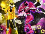  2girls gokai_yellow ichimichi_mao kaizoku_sentai_gokaiger luka_milfy multiple_girls rapter_283 super_sentai uchuu_sentai_kyuranger washi_pink 