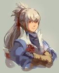  crossed_arms fire_emblem fire_emblem_if garmmy grey_background hairband japanese_clothes looking_at_viewer male_focus simple_background solo takumi_(fire_emblem_if) traditional_media watercolor_(medium) 