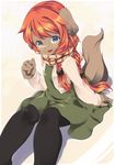  1girl azuki_akizuki black_eyes dog female furry long_hair open_mouth orange_hair scarf solo yuneri_(azuki_akizuki) 