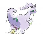  anus birth blush butt charliesheepdog egg female goodra nintendo oviposition pok&eacute;mon presenting presenting_hindquarters pussy raised_tail rear_view simple_background sketch slime spots video_games white_background 