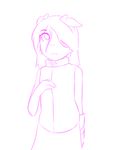  cinay clothed clothing female fringe fully_clothed hair horn humanoid line_art loli long_hair not_furry open_mouth simple_background sketch solo standing tennegrin thundragon white_background young 