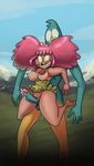  2017 anthro balls barefoot big_breasts blue_skin breasts clothing cum domination erection exposed_breasts fangs fee female female_domination grinding hair harvey_beaks harvey_beaks_(character) imp male male/female nipples nude outdoor_sex penis pink_hair pink_skin pussyjob sex sharp_teeth size_difference smile smirk standing sweat teeth thigh_sex thingshappen undressing upskirt 