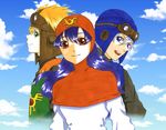  2boys akaho_(choco_daisuki) dragon_quest dragon_quest_ii dress hood long_hair multiple_boys prince_of_lorasia prince_of_samantoria princess_of_moonbrook purple_hair red_eyes smile 