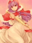  dragon_quest dragon_quest_ii dress holding hood long_hair long_sleeves princess_of_moonbrook purple_hair red_eyes solo yukaris 