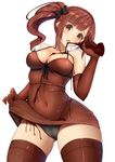  ass_visible_through_thighs bad_id bad_pixiv_id banned_artist bare_shoulders between_breasts black_bow black_panties blush bottle bow breasts brown_dress brown_gloves brown_hair brown_legwear cameltoe chocolate_on_body chocolate_on_breasts chocolate_on_clothes covered_navel cowboy_shot dress dress_lift dripping elbow_gloves fay_(fay_axl) frills gloves hair_bow halterneck idolmaster idolmaster_cinderella_girls igarashi_kyouko licking lifted_by_self long_hair looking_at_viewer medium_breasts microdress panties see-through sexually_suggestive shiny shiny_hair side_ponytail sidelocks simple_background skin_tight skindentation skirt_basket solo squishing thighhighs tongue tongue_out underwear valentine white_background yellow_eyes 