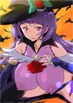  1girl breasts cure_magical halloween huge_breasts izayoi_liko joy_ride mahou_girls_precure! nail_polish precure purple_hair 